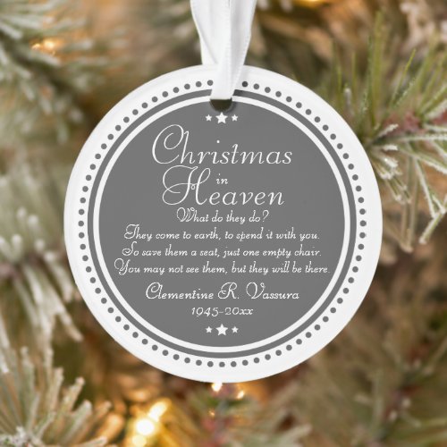 Memorial Christmas In Heaven Photo Acrylic Ornament