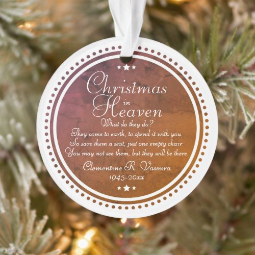 Memorial Christmas In Heaven Photo Acrylic Ornament