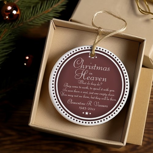 Memorial Christmas In Heaven Photo Ceramic Ornament