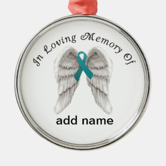 Memorial Christmas Ornament Teal Ovarian Cancer