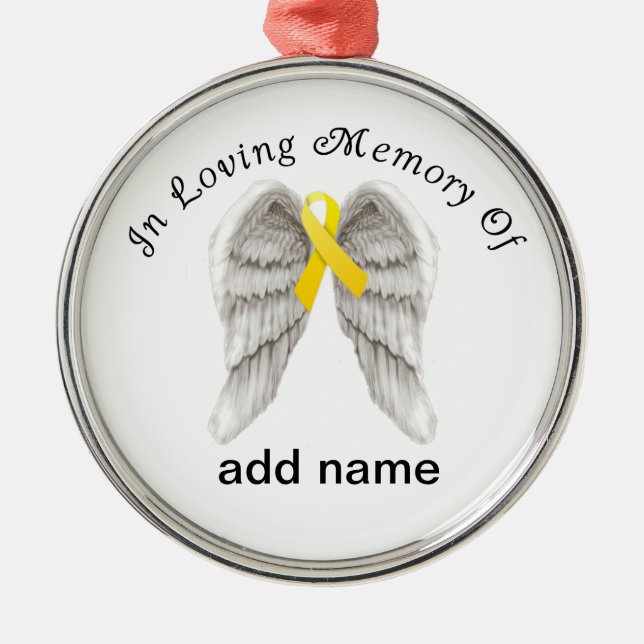 Memorial Christmas Ornament Yellow Ribbon Sarcoma (Front)