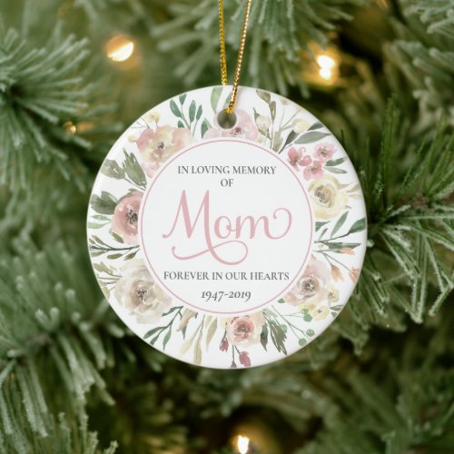 Memorial Christmas Photo Ornament for Mom _ Pink