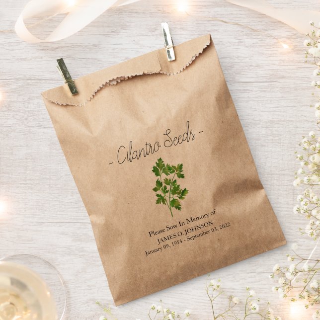 Memorial Cilantro Seed Funeral Favor Bag (Clipped)