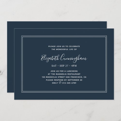 Memorial Classic Simple Chic Elegant Frame Invitation
