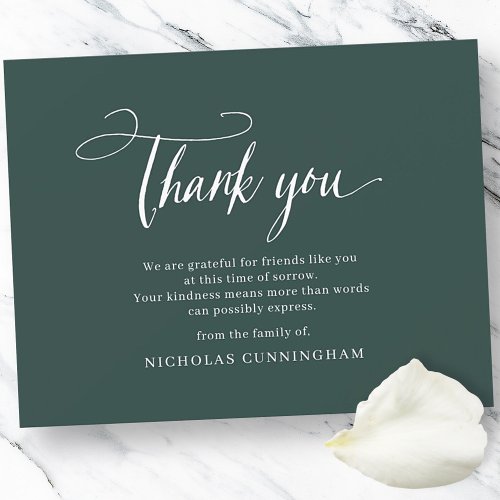 Memorial Classic Simple Cursive Typography Thank You Card