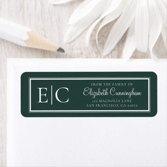 Memorial Classic Simple Monogram Return Address Label (Insitu)