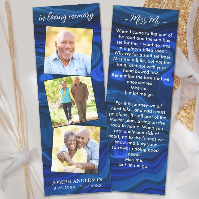 Memorial Custom 3 Photo Sympathy Funeral Prayer Bookmarks (Creator Uploaded)