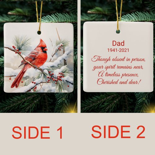 Memorial Custom Keepsake Red Cardinal Ceramic Ornament