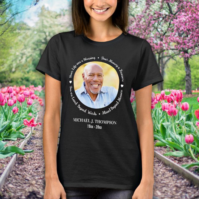 Memorial Custom Remembrance Modern Photo T-Shirt (Creator Uploaded)