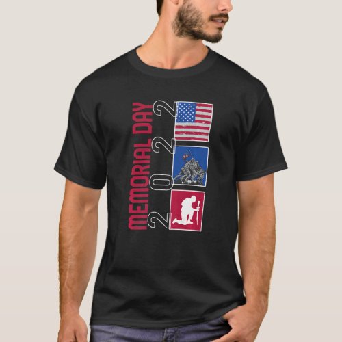 Memorial Day 2022 Veteran Military American Flag 4 T_Shirt
