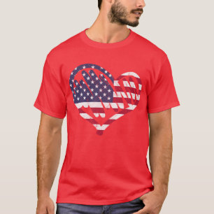 Memorial Day 4th July Partiotic Heart Mens Womens T-Shirt