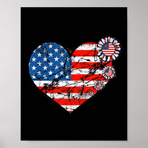 Memorial Day 4th July Patriotic Heart Independence Poster