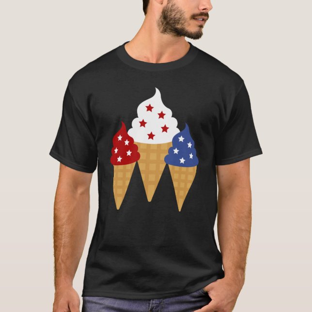 Memorial Day 4th of July Holiday Patriotic Ice Cre T-Shirt (Front)