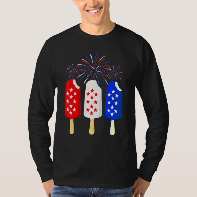 Memorial Day 4th Of July Holiday Patriotic Ice Cre T-Shirt (Front)