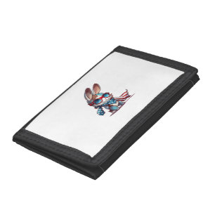 Memorial Day, 4th of July patriotic usa flag rabbi Tri-fold Wallet