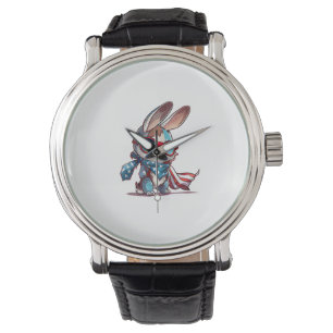 Memorial Day, 4th of July patriotic usa flag rabbi Watch