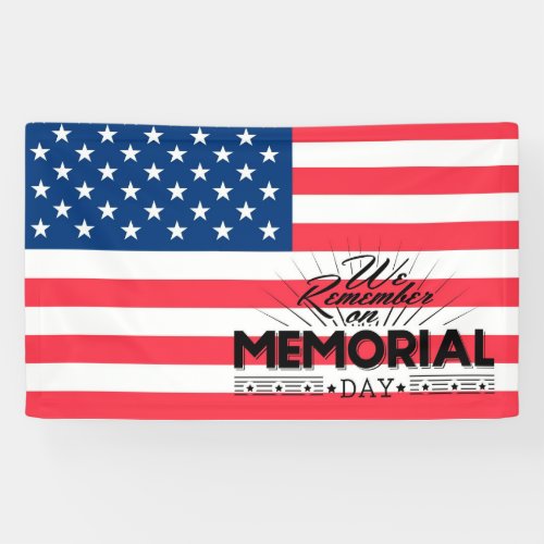 Memorial Day  America Flag and Typography Banner