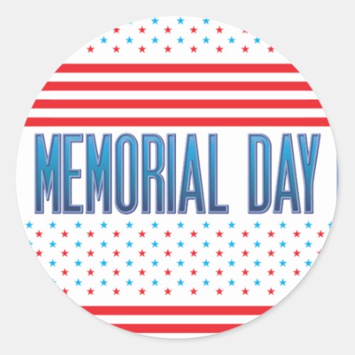 Memorial Day American Flag Red Blue White Classic Round Sticker