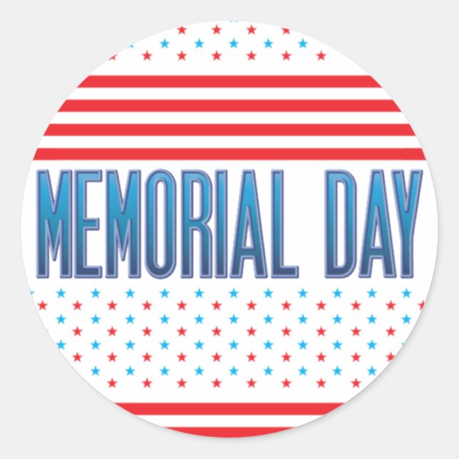 Memorial Day American Flag Red Blue White Classic Round Sticker (Front)