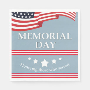 Memorial Day American Flag Typography Paper Napkins