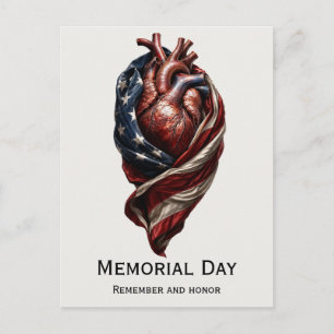 Memorial Day American Heart Tribute Postcard
