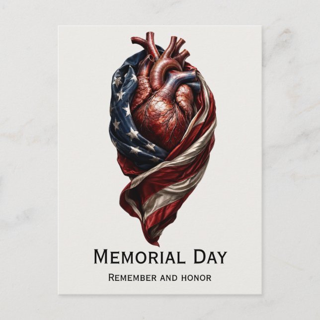 Memorial Day American Heart Tribute Postcard (Front)