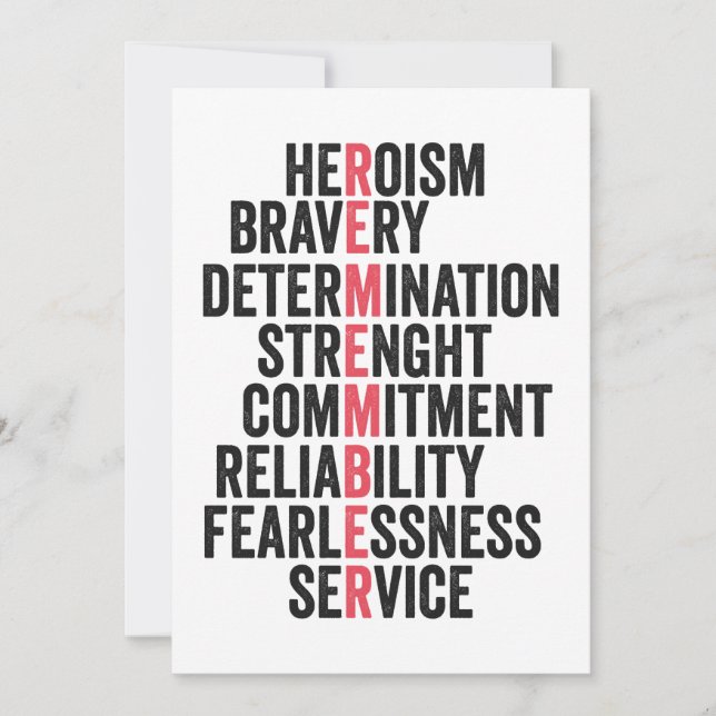 Memorial Day American Patriotic Veteran Remember   Invitation (Front)