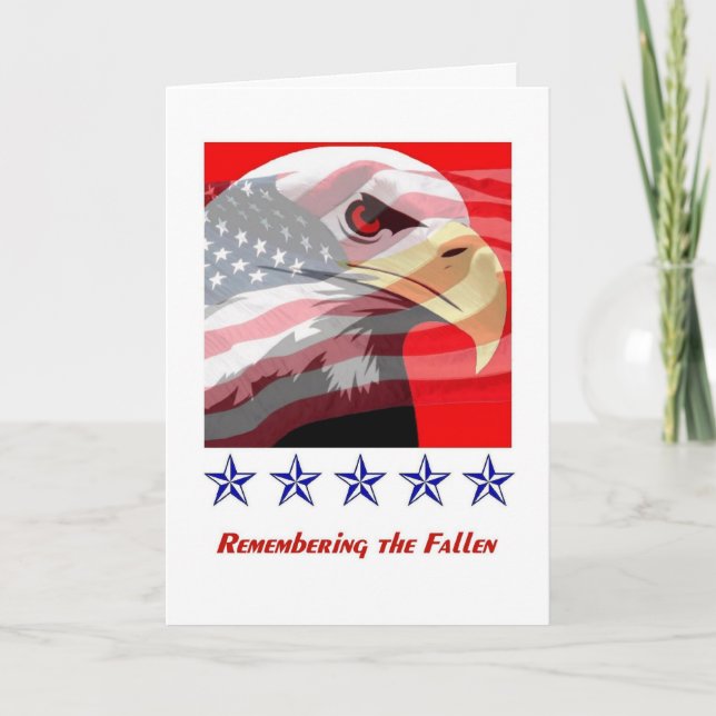 Memorial Day Bald Eagle American Flag Card (Front)