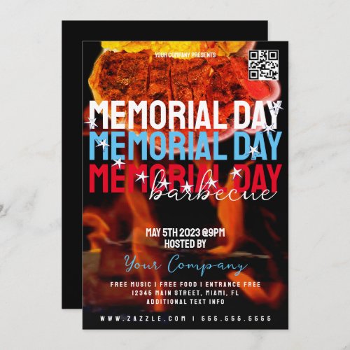 Memorial Day Barbecue Event Company Party Flyer Invitation
