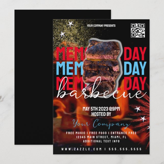 Memorial Day Barbecue Patriotic Party Flyer Invitation (Front/Back)
