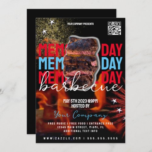 Memorial Day Barbecue Patriotic Party Flyer Invitation