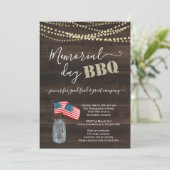 Memorial Day BBQ Party Invitation - Rustic Wood (Standing Front)