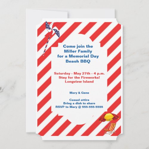 Memorial Day Beach BBQ Invitation