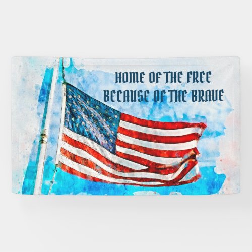 Memorial Day  Blue Watercolor America Flag Banner