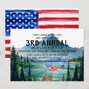 Memorial Day Boat Float Lakeside Party Invitation