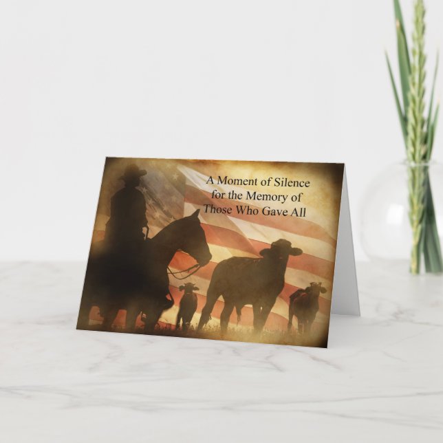 Memorial Day Card a Moment of Silence Cowboy (Front)