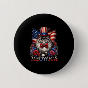 Memorial Day Cat 4th Of July Usa Flag Men Women Me Button
