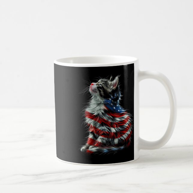 Memorial Day Cat And Independence Day Pride  Coffee Mug (Right)