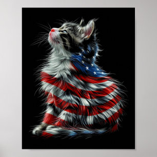 Memorial Day Cat And Independence Day Pride  Poster