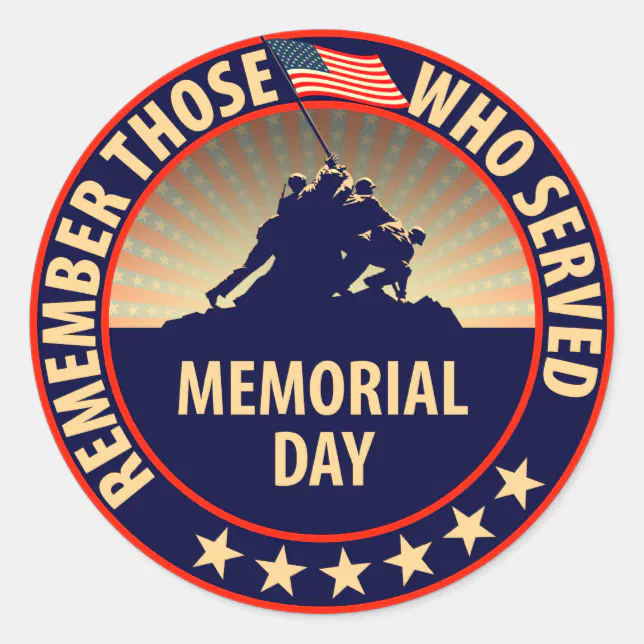 Memorial Day Classic Round Sticker Zazzle