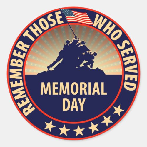 Memorial Day Classic Round Sticker Memorial Day Classic Round Sticker
