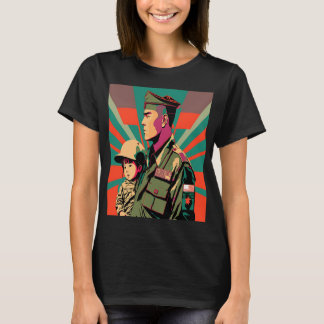 Memorial Day Commemoration Retro Soldier Dad With T-Shirt