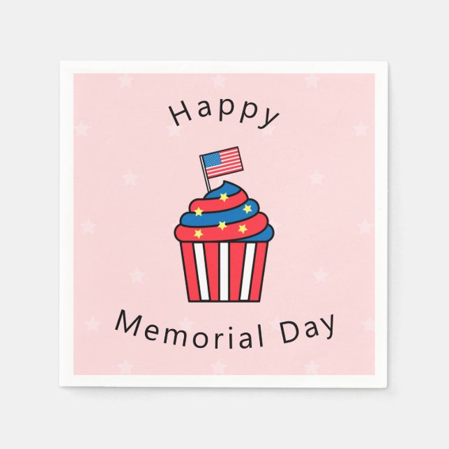 Memorial Day Cute American Cupcake Paper Napkins (Front)