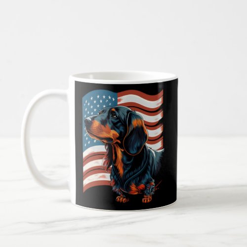 Memorial Day Dachshund USA American Flag 4th of Ju Coffee Mug