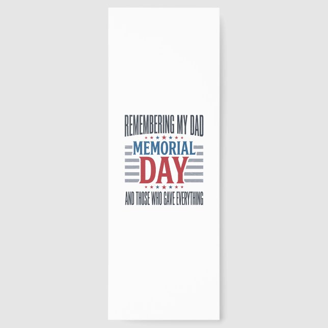 Memorial Day Dad Tribute Patriotic Bookmarks (Front)