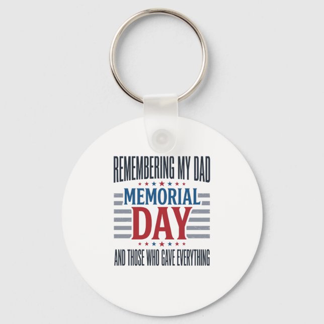 Memorial Day Dad Tribute Patriotic Keychain (Front)