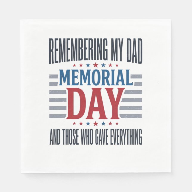Memorial Day Dad Tribute Patriotic Napkins (Front)