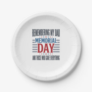 Memorial Day Dad Tribute Patriotic Paper Plates