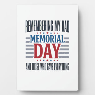 Memorial Day Dad Tribute Patriotic Plaque