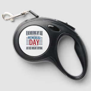 Memorial Day Dad Tribute Patriotic Retractable Pet Leash